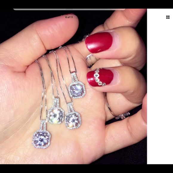 New sterling silver crystal pendant necklace 20” - Picture 2 of 8